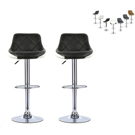 Lot de 2 Tabouret de Bar Confortable Dossier Rembourré Pivotantes et Réglables en Hauteur 59cm-79cm