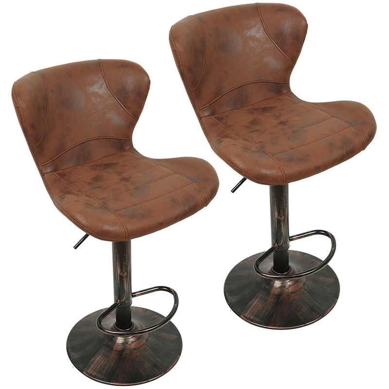 Skecten - Lot de 2 Tabouret de Bar en Similicuir, Tabouret Rotatif pour Bar, Cuisine, Bistro Comptoir, Hauteur Réglable, Rétro