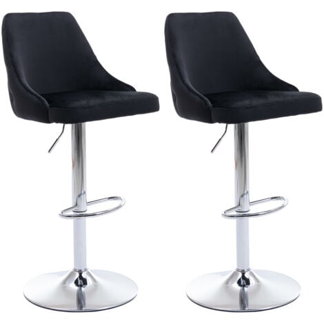 Lot de 2 Tabouret de Bar en Velours Chaises Hautes de Bar Réglable avec Dossier pour Cuisine