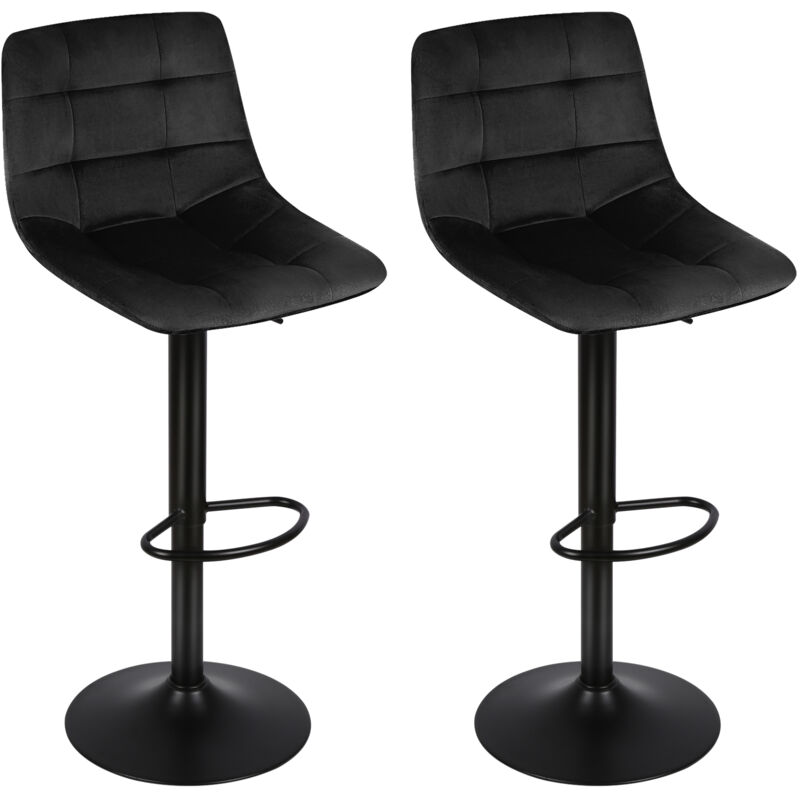 Dazhom - Lot de 2 Tabouret de Bar en Velours Hauteur Réglable Pivotant pour Bar/Cuisine Noir