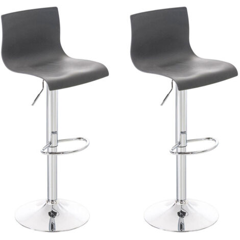 Lot de 2 tabouret de bar Hover Assise Plastique et Piètement Métal chromé Gris