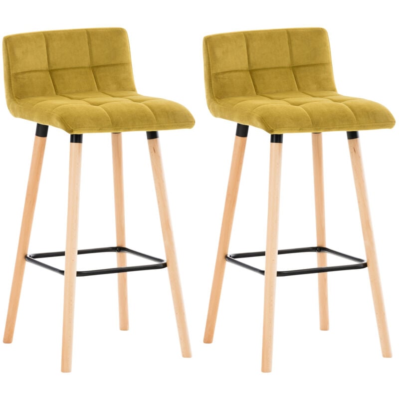 CLP - Lot de 2 tabourets de bar Lincoln velours Jaune