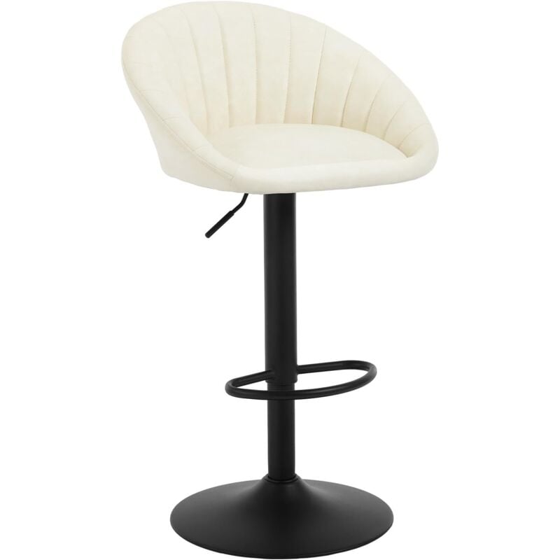 Woltu - Tabouret de Bar Chaise de Bar Pivotante Réglable en Hauteur, Tabouret Cuisine en Similicuir Vintage et métal, Beige