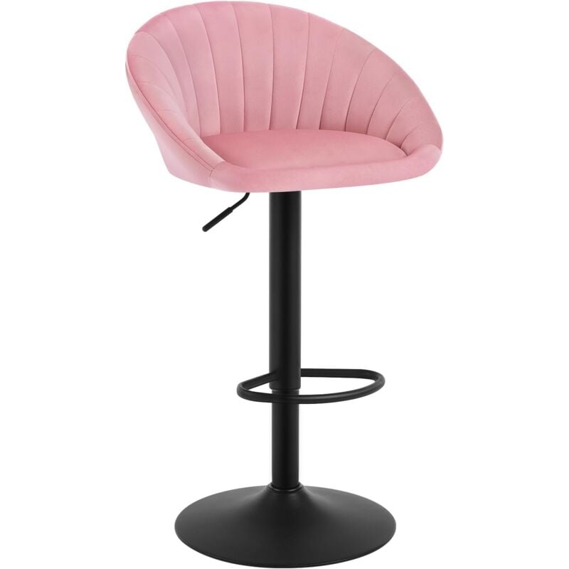 Woltu - Tabouret de Bar Chaise de Bar Pivotante Réglable en Hauteur, Tabouret Cuisine en Velours et métal, Rose
