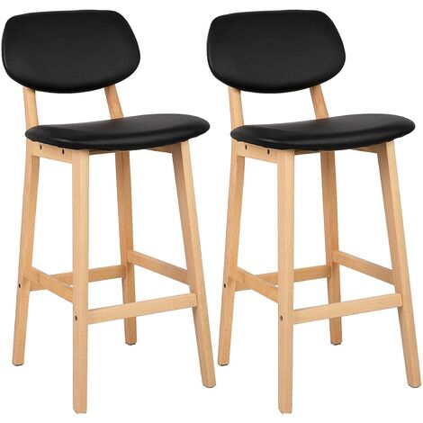 Lot de 2 Tabourets de Bar WOLTU - Tabouret de Cuisine en Cuir Artificiel et Bois - Blanc