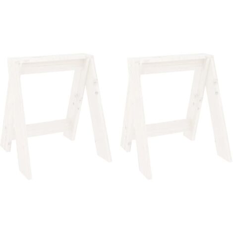 Lot de 2 Tabouret，Repose-pied，Poufs blanc 40x40x45 cm bois massif de pin CFW330748