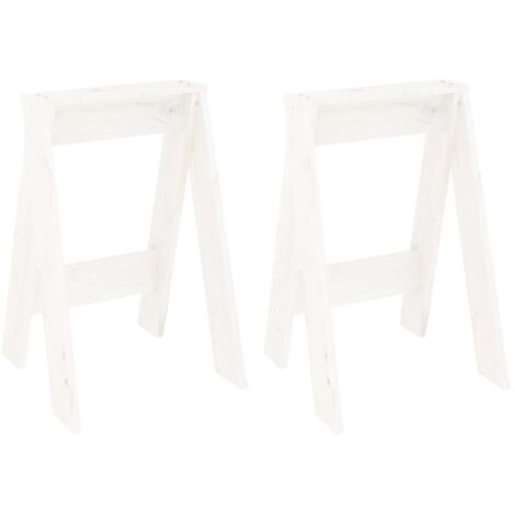 Lot de 2 Tabouret，Repose-pied，Poufs blanc 40x40x60 cm bois massif de pin CFW874307