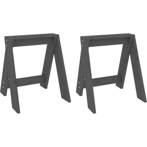 Lot de 2 Tabouret，Repose-pied，Poufs gris 40x40x45 cm bois massif de pin CFW864977