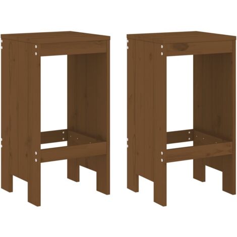 Lot de 2 Tabouret，Repose-pied，Poufs marron miel 40x36x75 cm bois massif de pin CFW123658