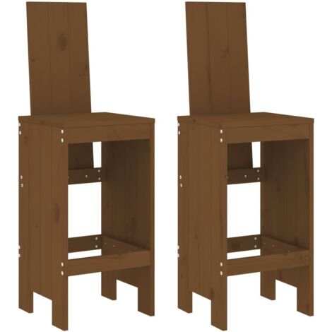 Lot de 2 Tabouret，Repose-pied，Poufs marron miel 40x42x120 cm bois massif de pin CFW858376