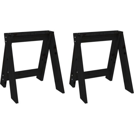 Lot de 2 Tabouret，Repose-pied，Poufs noir 40x40x45 cm bois massif de pin CFW193614