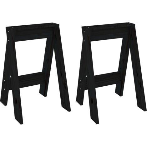 Lot de 2 Tabouret，Repose-pied，Poufs noir 40x40x60 cm bois massif de pin CFW400067