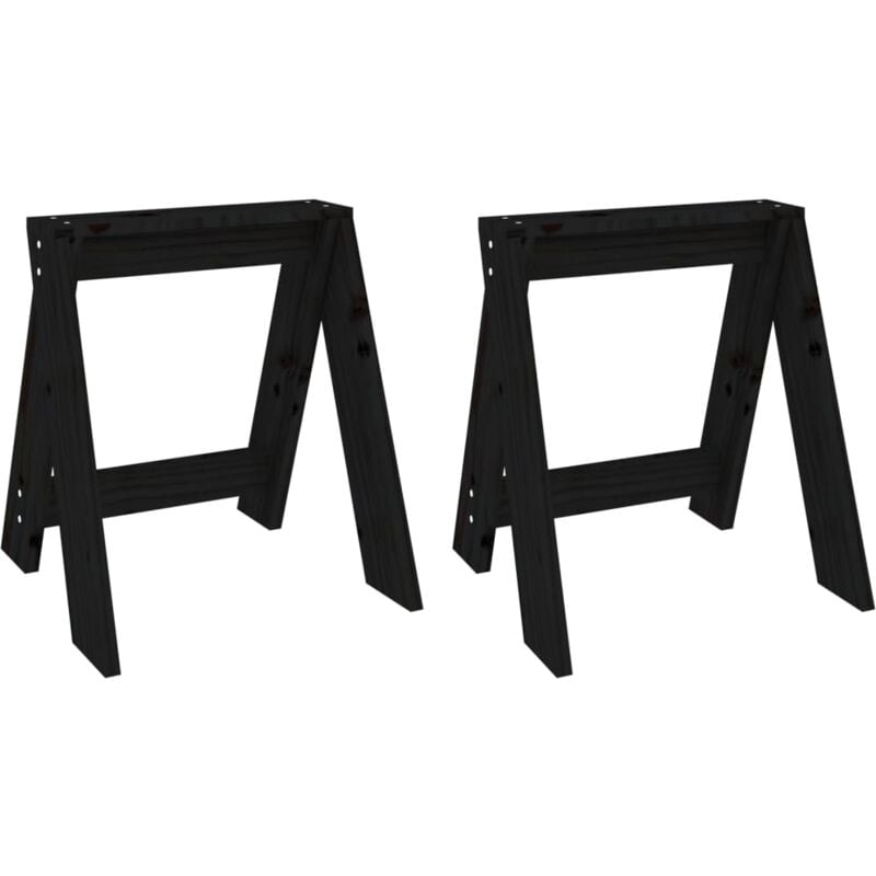 Décoshop26 - Lot de 2 tabourets assise de cuisine salle à manger 40 x 40 x 45 cm bois de pin noir DEC026411