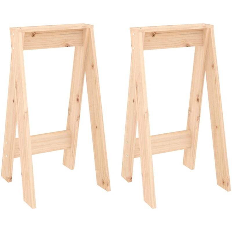 Lot de 2 tabourets assises design classique 40 x 40 x 75 cm en bois massif de pin brun DEC026401