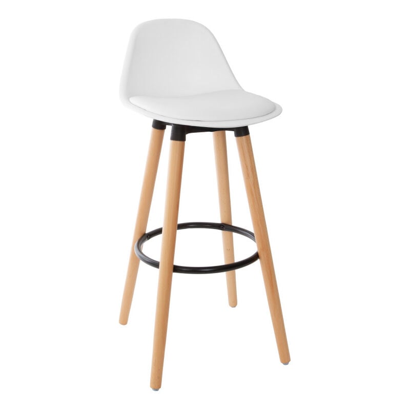 Atmosphera - Lot de 2 tabourets bar déco style scandinave 'Maxon' Couleur: Blanc