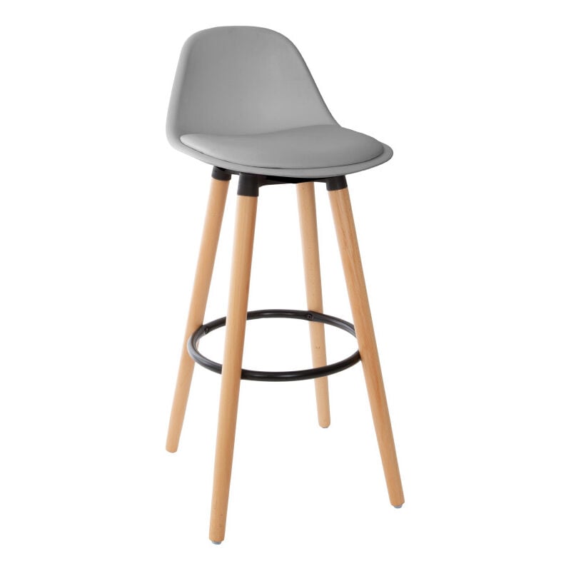 Atmosphera - Lot de 2 tabourets bar déco style scandinave 'Maxon' Couleur: Gris