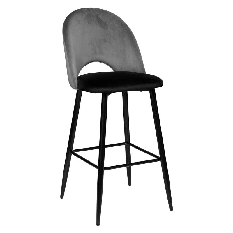 Atmosphera - Lot de 2 tabourets bar déco velours 'Kara' Couleur: Gris