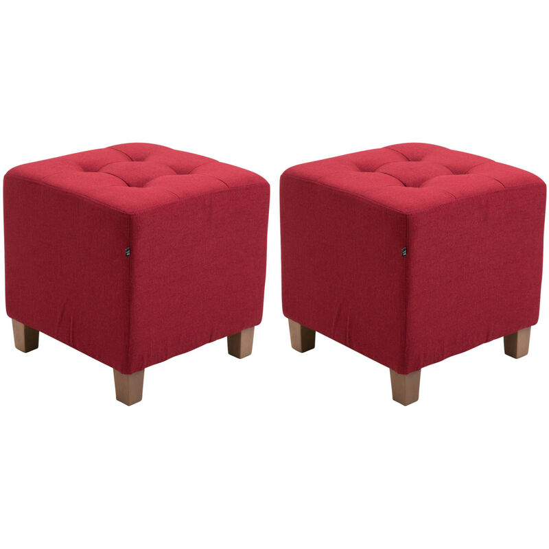 CLP - Lot de 2 tabourets bas Pharao en tissu Rouge