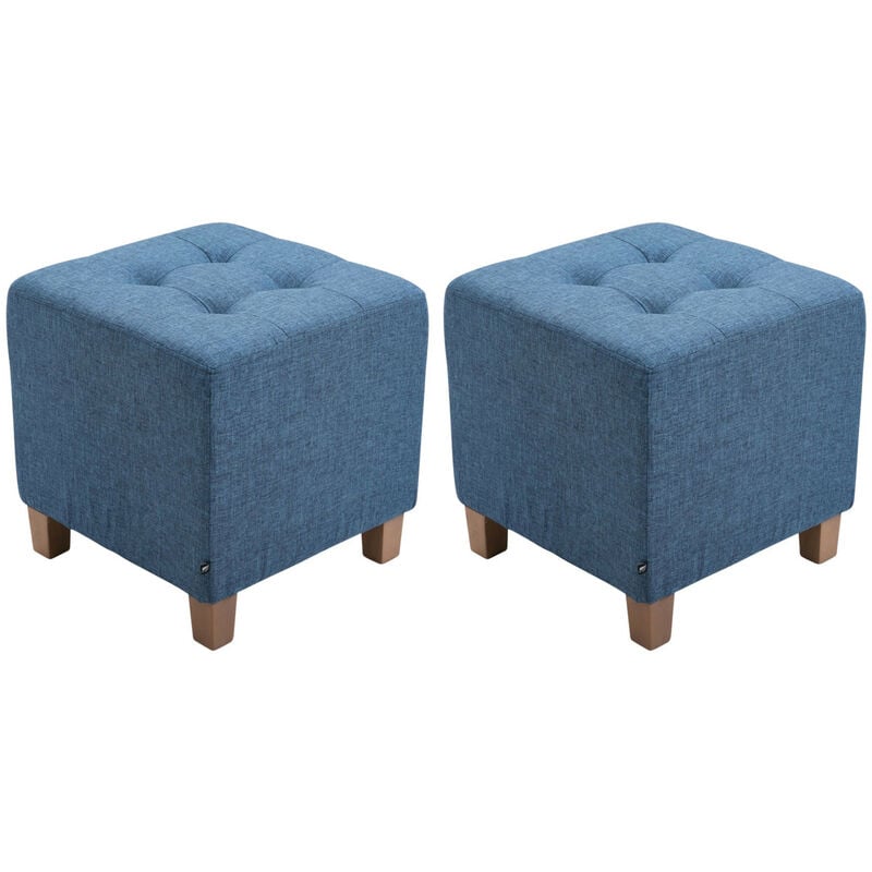 CLP - Lot de 2 tabourets bas Pharao en tissu Bleu