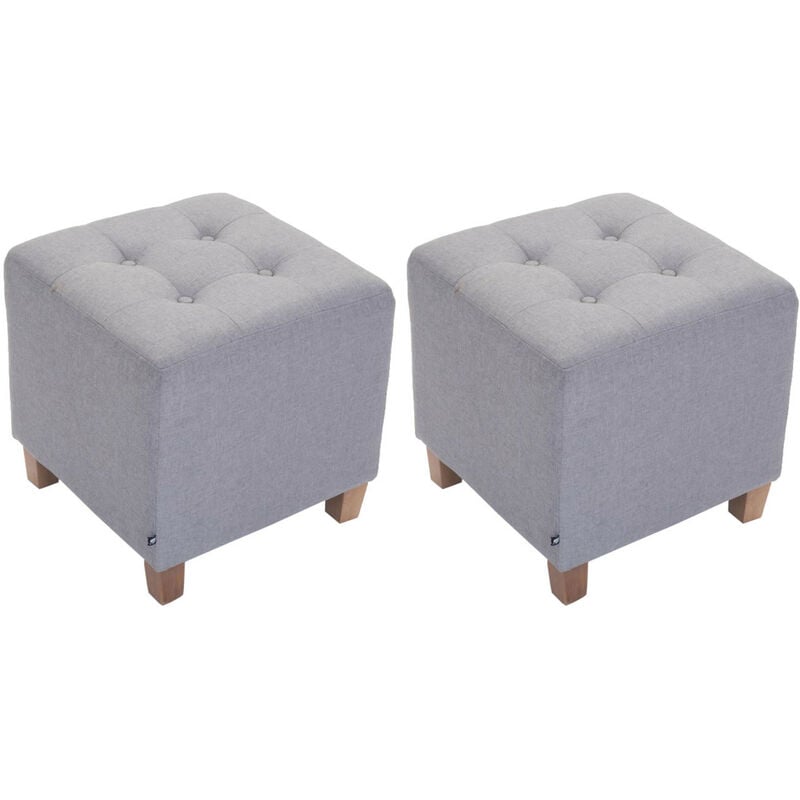 CLP - Lot de 2 tabourets bas Pharao en tissu Gris clair