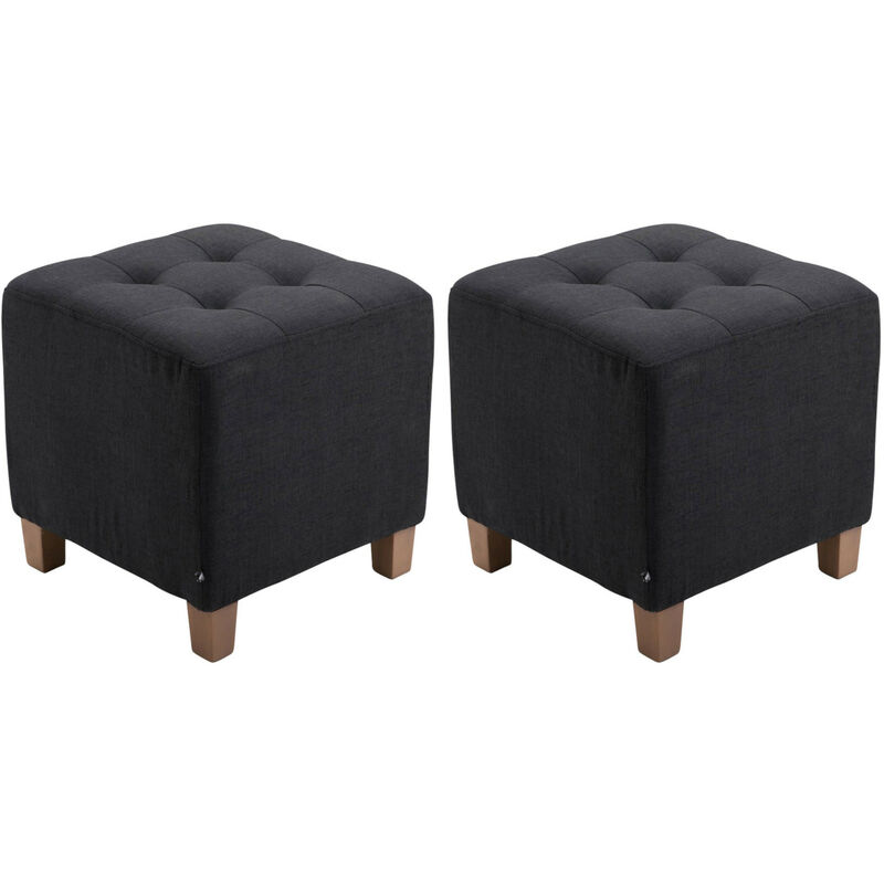 CLP - Lot de 2 tabourets bas Pharao en tissu Noir