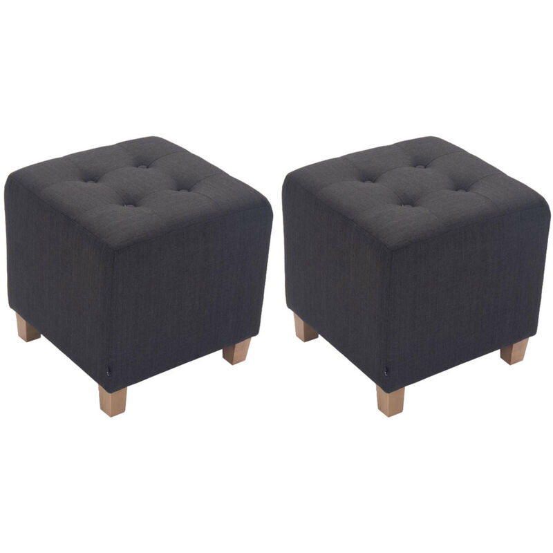 CLP - Lot de 2 tabourets bas Pharao en tissu Gris foncé
