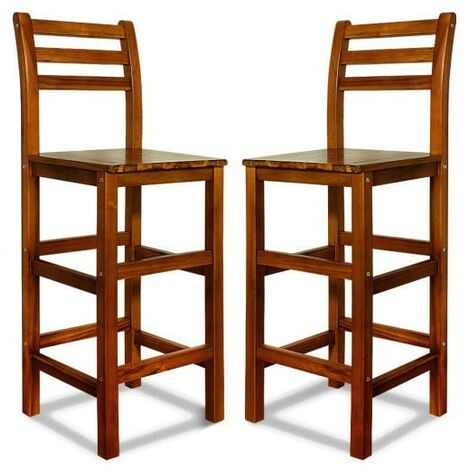 Lot de 2 tabourets de bar 110 cm en bois d'acacia. Grande qualité de fabrication