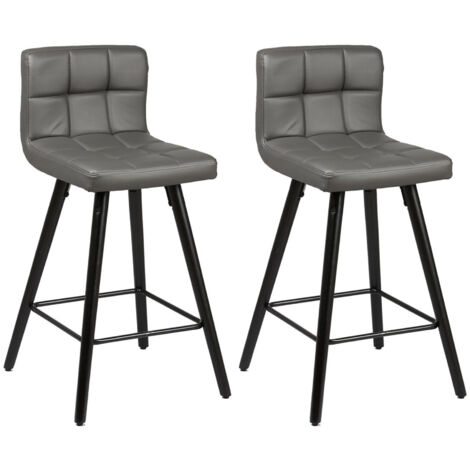 Lot de 2 tabourets de bar 39x43x91 cm gris et anthracite - ASTORIA