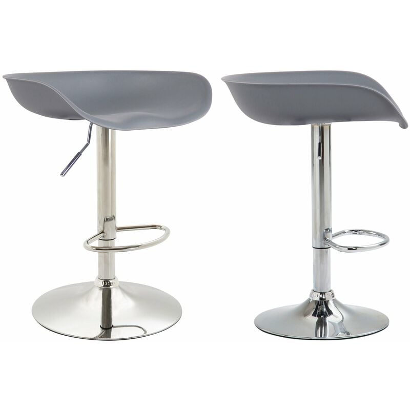 Décoshop26 - Lot de 2 tabourets de bar assise réglable en hauteur et pivotant en plastique gris pieds tulipe en métal chromé avec repose-pieds