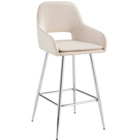 Lot de 2 tabourets de bar ATHENA pied chrome velours