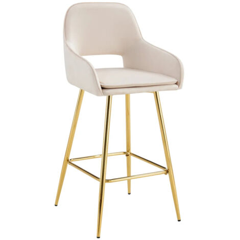 Lot de 2 tabourets de bar ATHENA pied gold velours