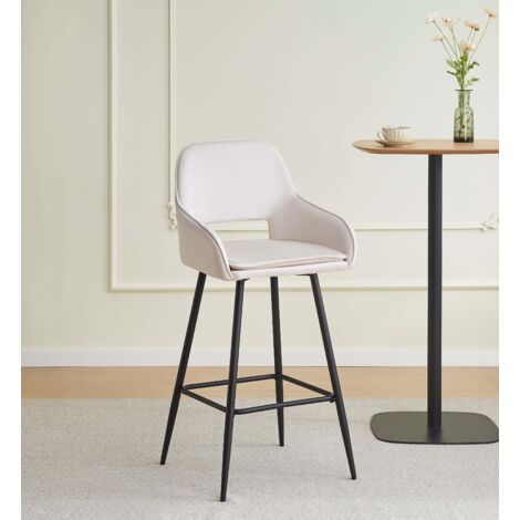 Lot de 2 tabourets de bar ATHENA pied métal noir velours