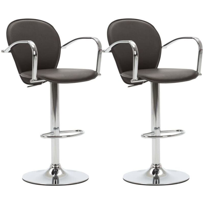 Décoshop26 - Lot de 2 tabourets de bar avec accoudoirs et dossier design moderne en pvc marron DEC029570