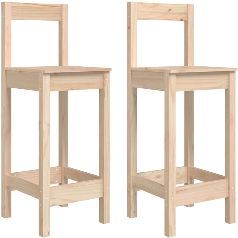Décoshop26 - Lot de 2 tabourets de bar avec dossier design rustique 40 x 41,5 x 112 cm n bois de pin DEC025181