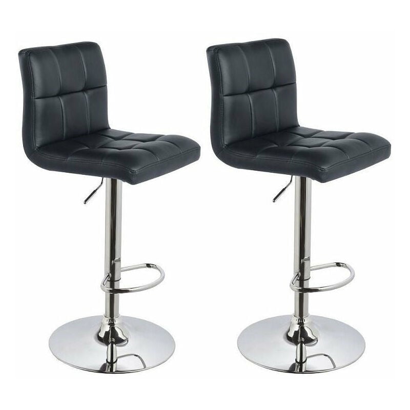 Lot de 2 tabourets de bar avec dossier synthétique hauteur réglable noir TDB09067