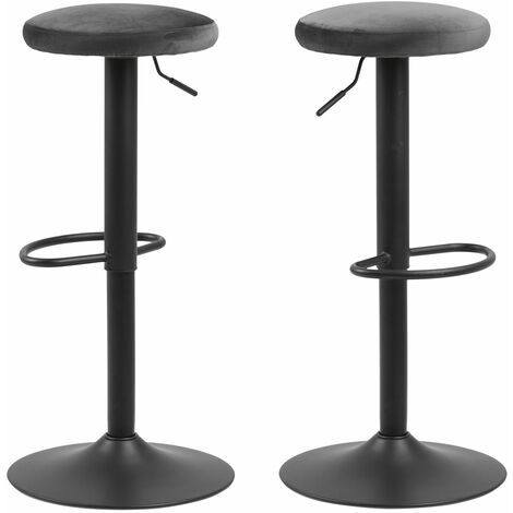 Lot de 2 tabourets de bar avec hauteur réglable en tissu et métal FINCH