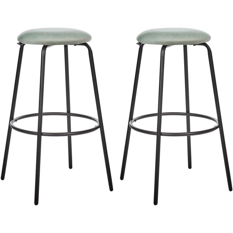 Beliani - Lot de 2 Tabourets de Bar avec Repose-Pieds Chaise d'Ilot de Cuisine en Velours Vert Menthe Morton
