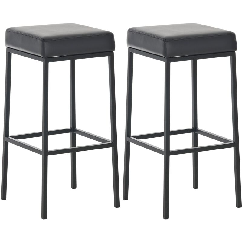 Décoshop26 - Lot de 2 tabourets de bar avec repose-pieds design simple hauteur 80 cm assise en pvc noir support en métal noir 100004367