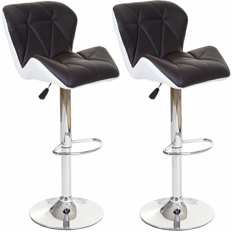 Décoshop26 - Lot de 2 tabourets de bar avec repose-pieds synthétique marron et blanc TAB04021