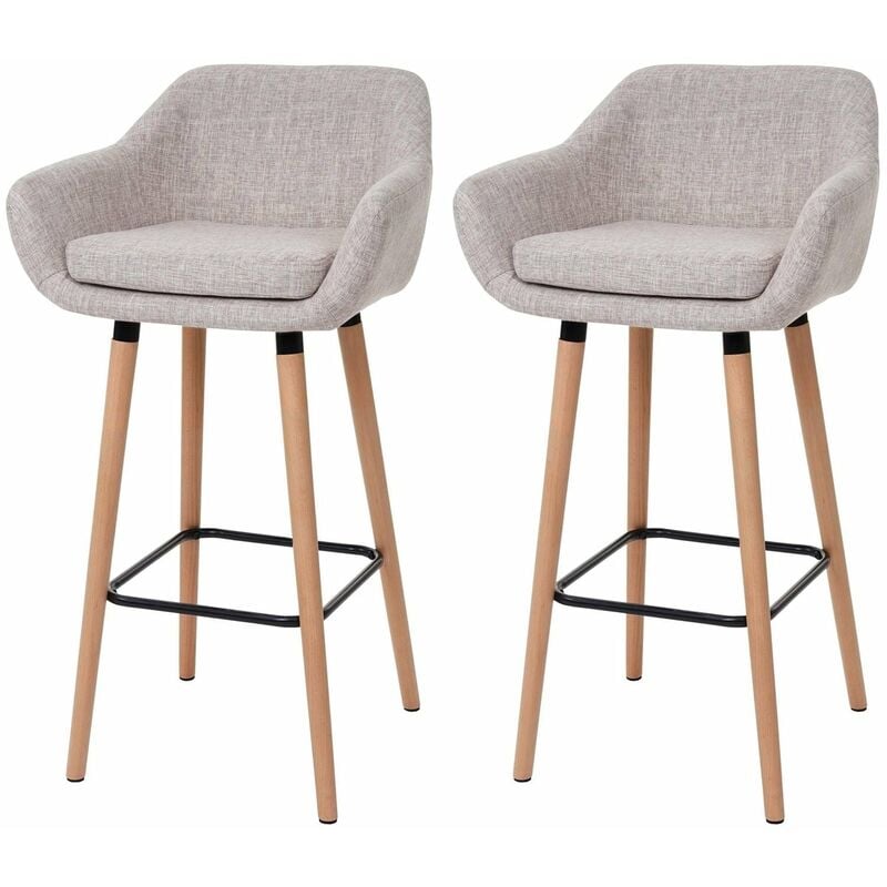 Décoshop26 - Lot de 2 tabourets de bar avec repose-pieds style scandinave en tissu TDB04029