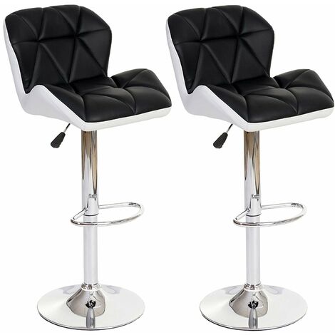 Lot de 2 tabourets de bar avec repose-pieds synthétique anthracite et blanc TAB04020