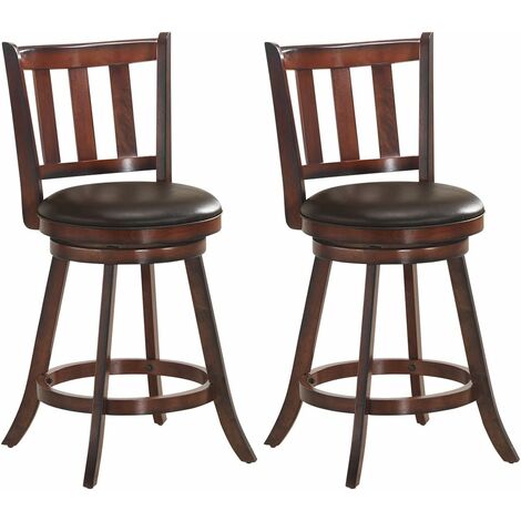 Lot de 2 tabourets de bar avec siège pivotant hauteur de 63 cm, dossier et repose-pieds