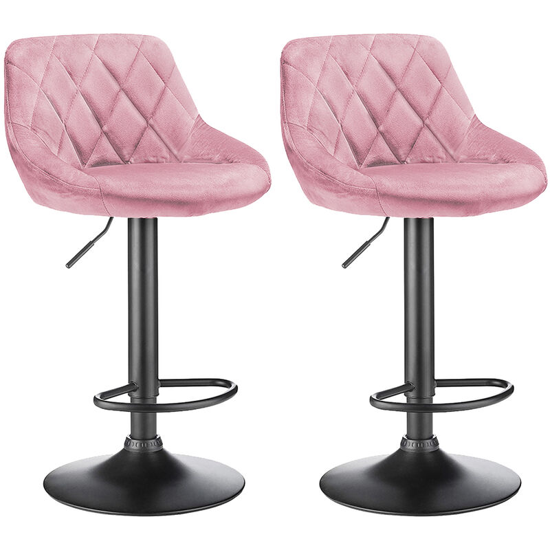 Sifree - Tabourets de Bar, Lot de 2 Chaises Hautes, Sièges pour Cuisine, Revêtement Velours, Repose-pieds, Strucutre en Métal, Hauteur Réglable,