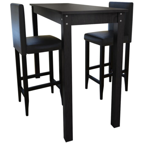 Lot de 2 tabourets de bar avec table haute noir