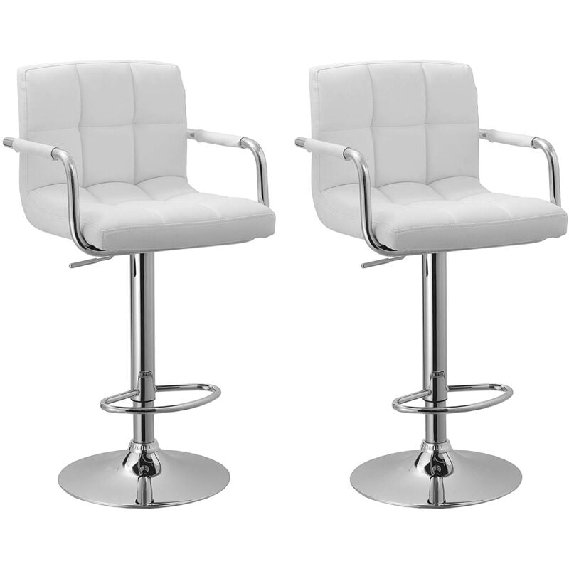 Happy Garden - Lot de 2 tabourets de bar blanc avec accoudoirs mike
