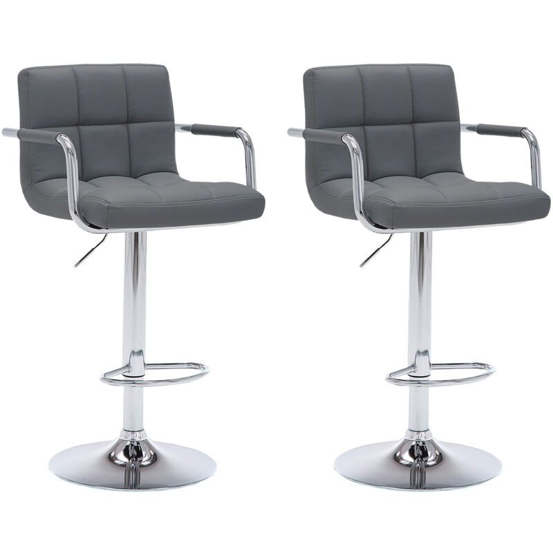 HAPPY GARDEN - Lot de 2 tabourets de bar gris avec accoudoirs MIKE
