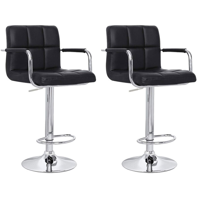 Happy Garden - Lot de 2 tabourets de bar noir avec accoudoirs mike