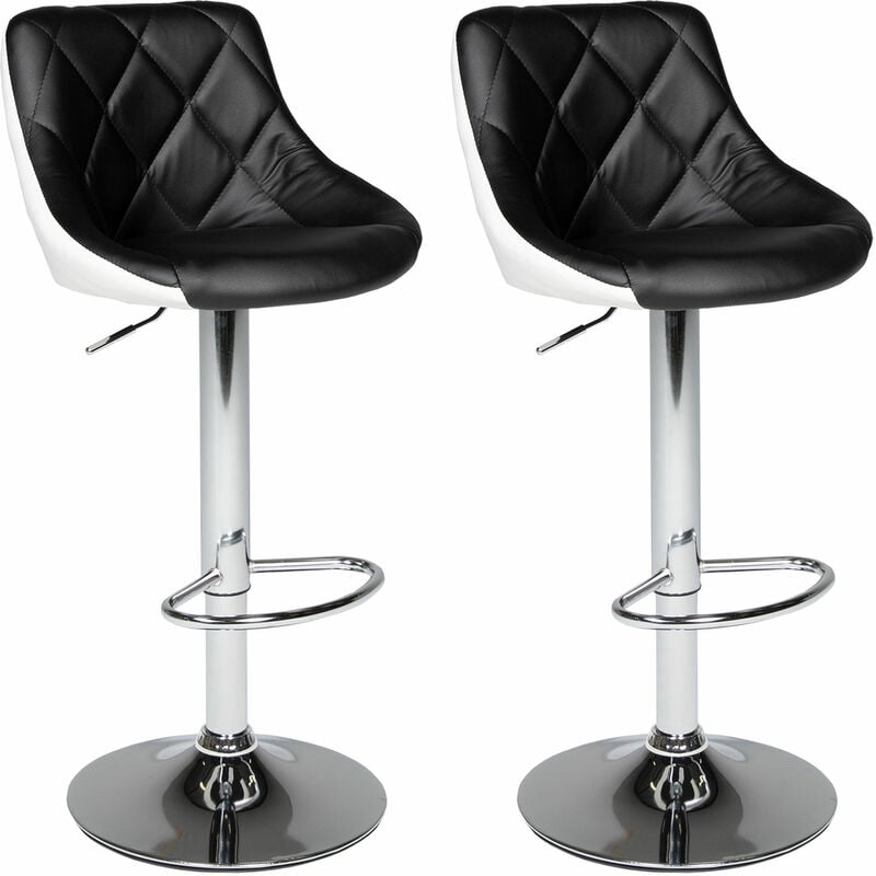 Happy Garden - Lot de 2 tabourets de bar noir et blanc jasper