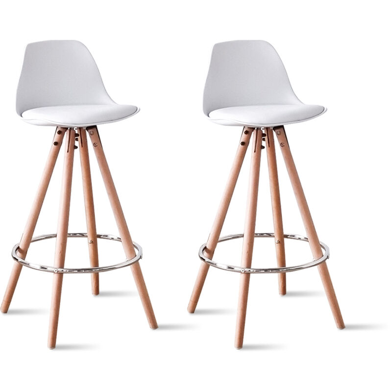 Designetsamaison - Lot de 2 tabourets de bar blancs - Soren