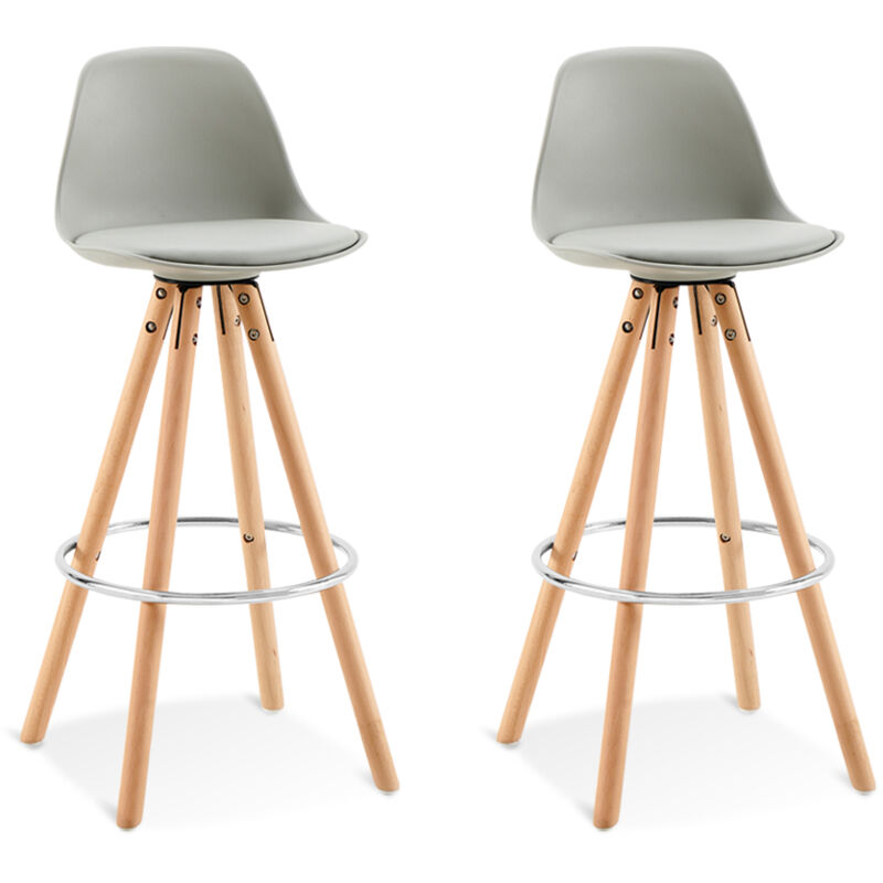 Designetsamaison - Lot de 2 tabourets de bar grises - Soren